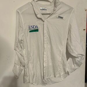 Columbia White Button-Up Shirt